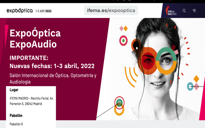 EXPOOPTICA 1-3 Abril 2022 @Expooptica la feria de la optica y la audiologia española