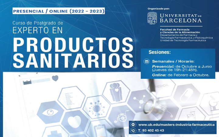 Título «Experto Productos Sanitarios» 2022-23 por la @UniBarcelona inicio oct’2022 – abierta matricula
