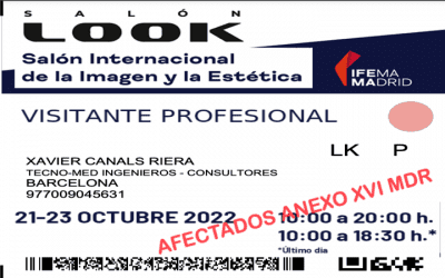 Feria SALON LOOK Madrid 21-23 oct 2022 con equipos de electroestética de anexo XVI que estarán regulados por el reglamento de productos sanitarios MDR cuando se publiquen las especificaciones comunes