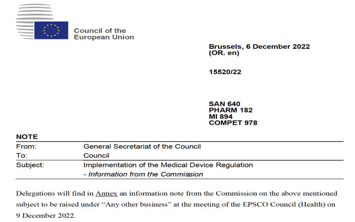Reglamentos: A la espera en enero de la propuesta legislativa formal de ampliación de plazos (MDR 2027 – 2028) de la Comisión Europea