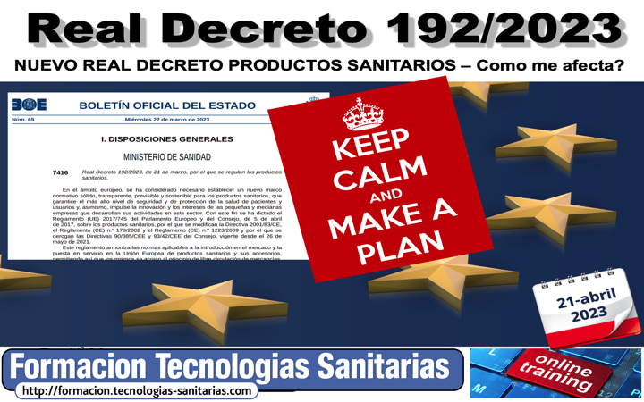 Formacion «2303C – REAL DECRETO 192/2023 DE PRODUCTOS SANITARIOS»  21 Abril 2023 10h-13h @tecno_med