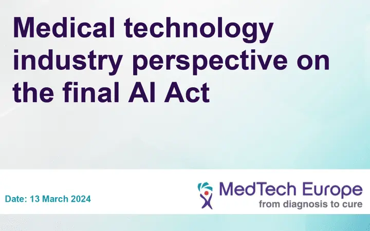 @MedtechEurope ( @FENIN_es ) publica el informe «perspective on the final AI Act»