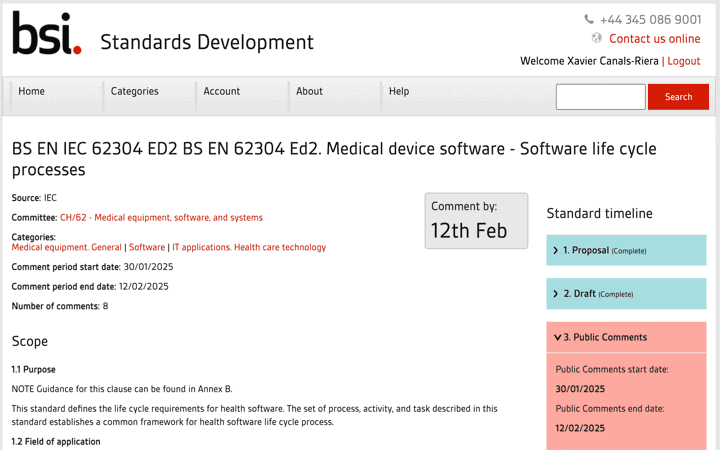 La norma básica de MDSW, EN 62304, en proceso de revisión de la nueva ed.2 para incluir la Inteligencia Artificial y metodología agile by @ISOstandards @IECstandards @normasUNE