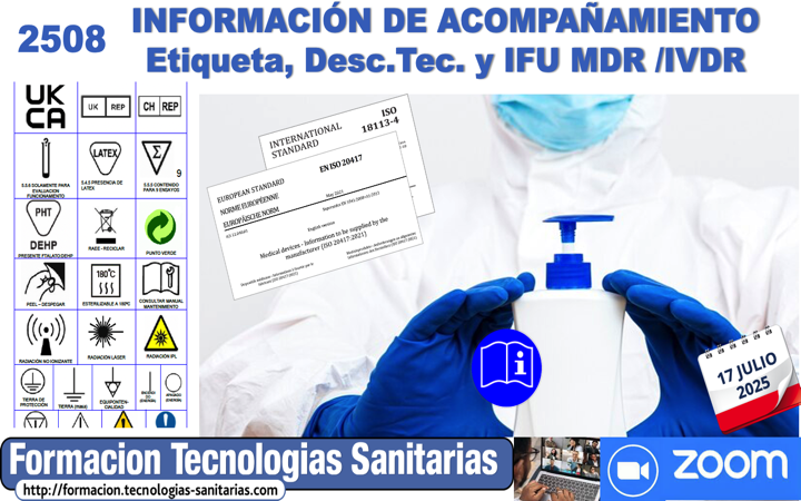 Formacion «2508 – INFORMACIÓN DE ACOMPAÑAMIENTO (Etiquetado e IFU) según MDR/IVDR» – 17 Julio 2025 9h-14h