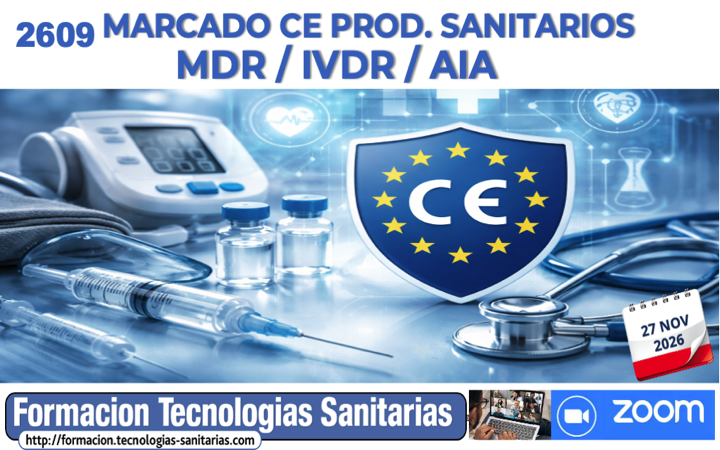 Formación «C2609 – MARCADO CE PRODUCTOS SANITARIOS SEGÚN MDR / IVDR / AIA» – 27 Nov 2026 9h-14h